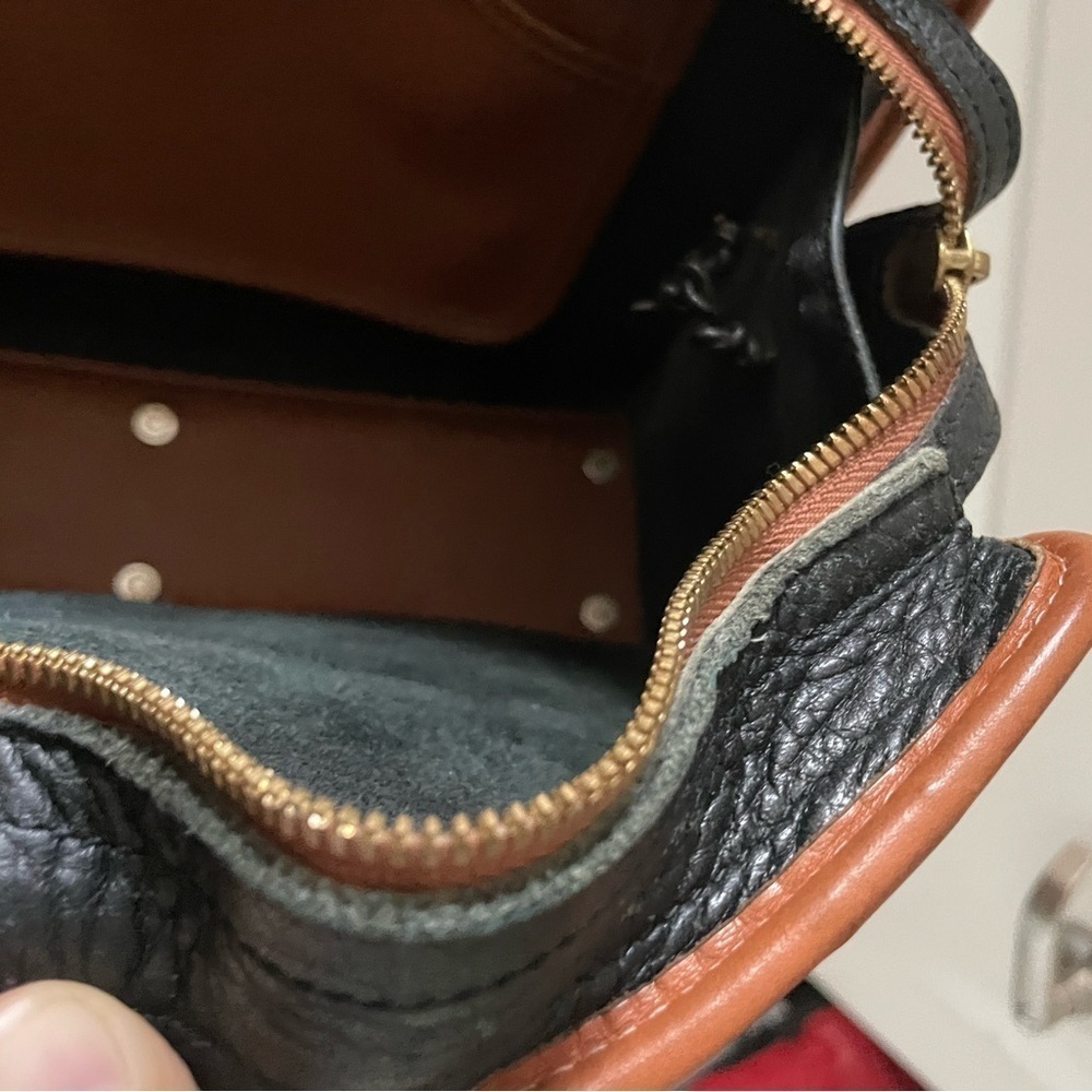 Dooney & Bourke Pebbled Leather All Weather Bag Dark Navy British Tan - Picture 9 of 14